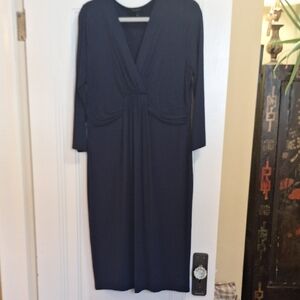 Talbots Elegant Dark Blue Long Sleeve Dress